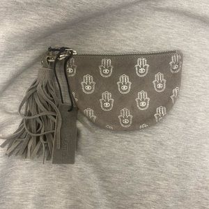 Small leather suede hamsa pouch
